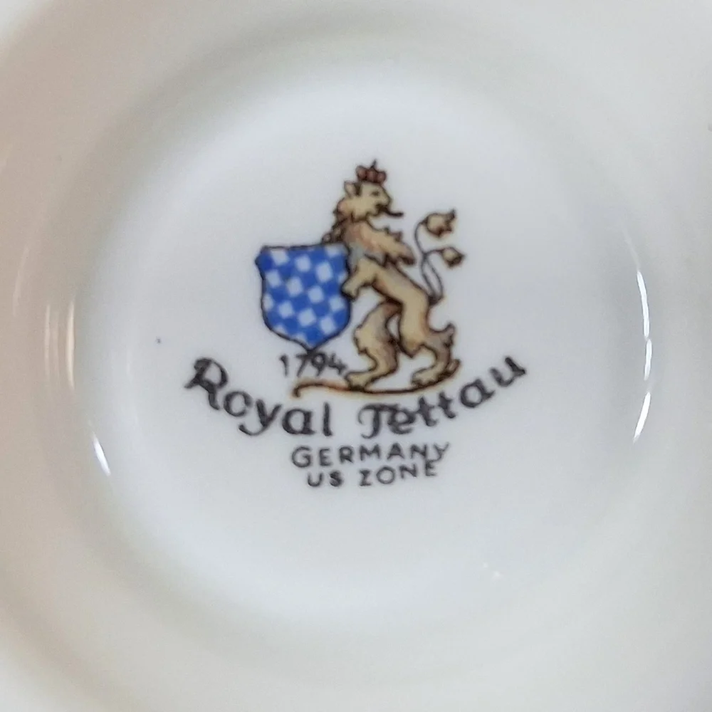 Vintage Teacups Royal Tettau Germany US Zone Wheat Sheaf 24k Trim China Pair